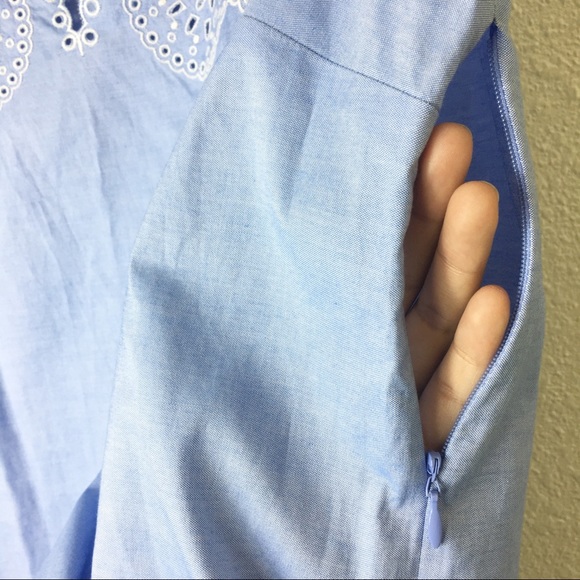 EUC Pale Blue J. Crew top with eyelet design - Picture 4 of 7